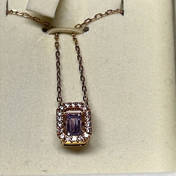 Swarovski Elegant Gold and Purple Pendant Necklace - Picture 2 of 5